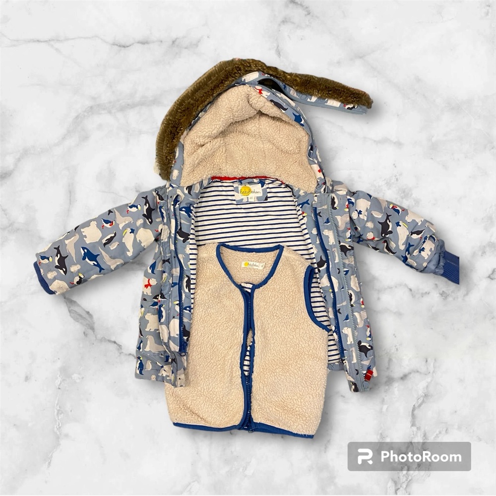 Baby Boden Spring Jacket & Coat | 2 in 1 Coat + Vest Sherpa